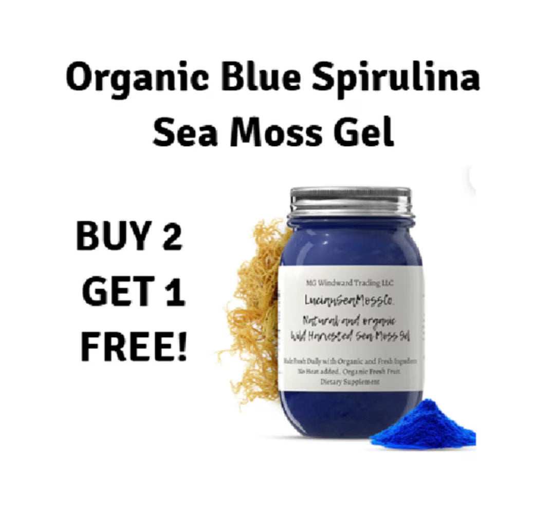 Buy 2 Get 1 FREE! Organic Alkaline Blue Spirulina Sea Moss Gel | Dr. Sebi Inspired