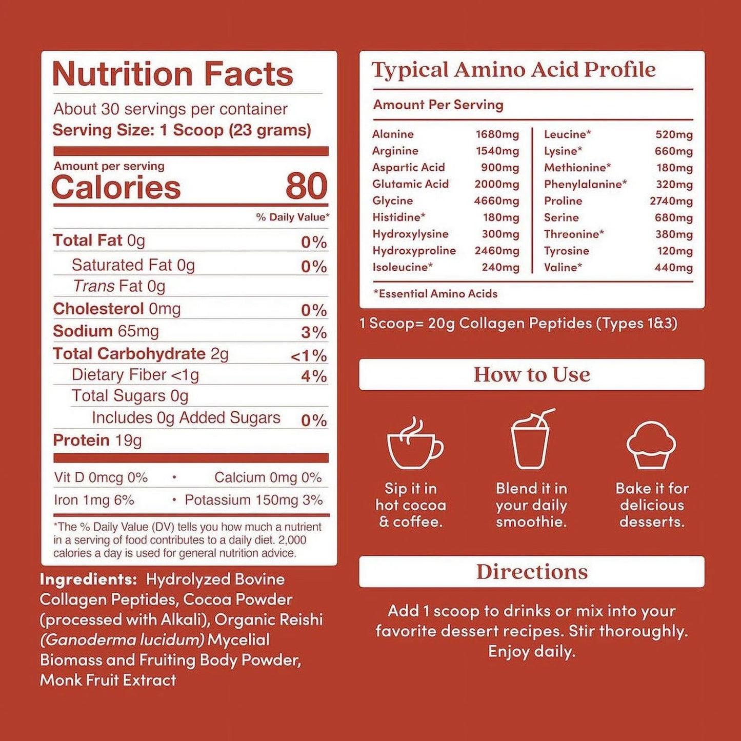 Chocolate Collagen Peptides Powder, Grass-Fed Pasture-Raised Hydrolyzed Type 1 & 3 Protein, Gut Health + Joint, Hair, Skin, Nails, Sugar-Free (24.34 Oz)