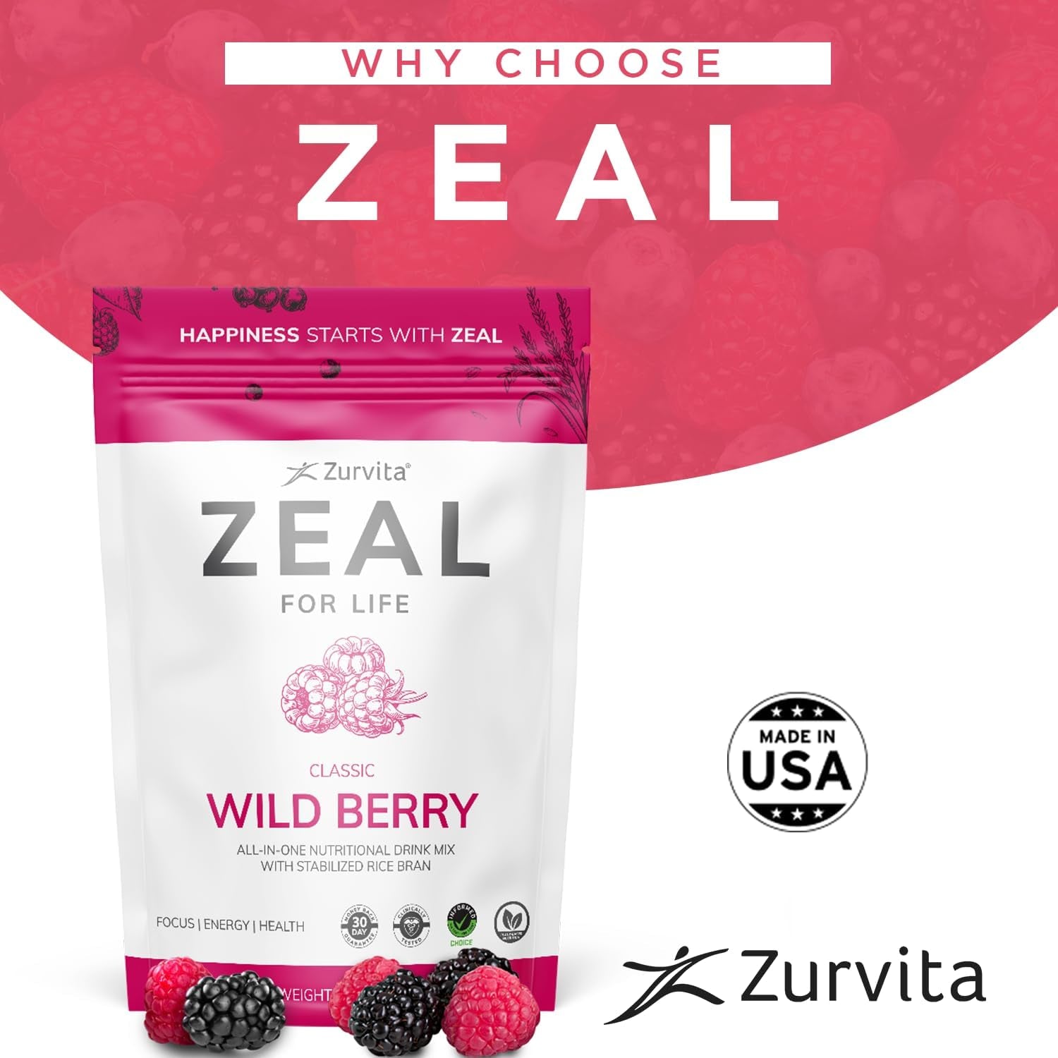 - Zeal for Life 30-Day Wellness Bag - Wild Berry (Classic) - Nutritional Supplement for Vitality, Immunity, and Wellness - 420 Grams