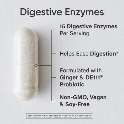Digestive Enzymes with Probiotics & Ginger - Plant Based for Dairy, Protein, Sugar & Carbs - Non-Gmo Verified & Vegan Friendly (90 Veggie Capsules)