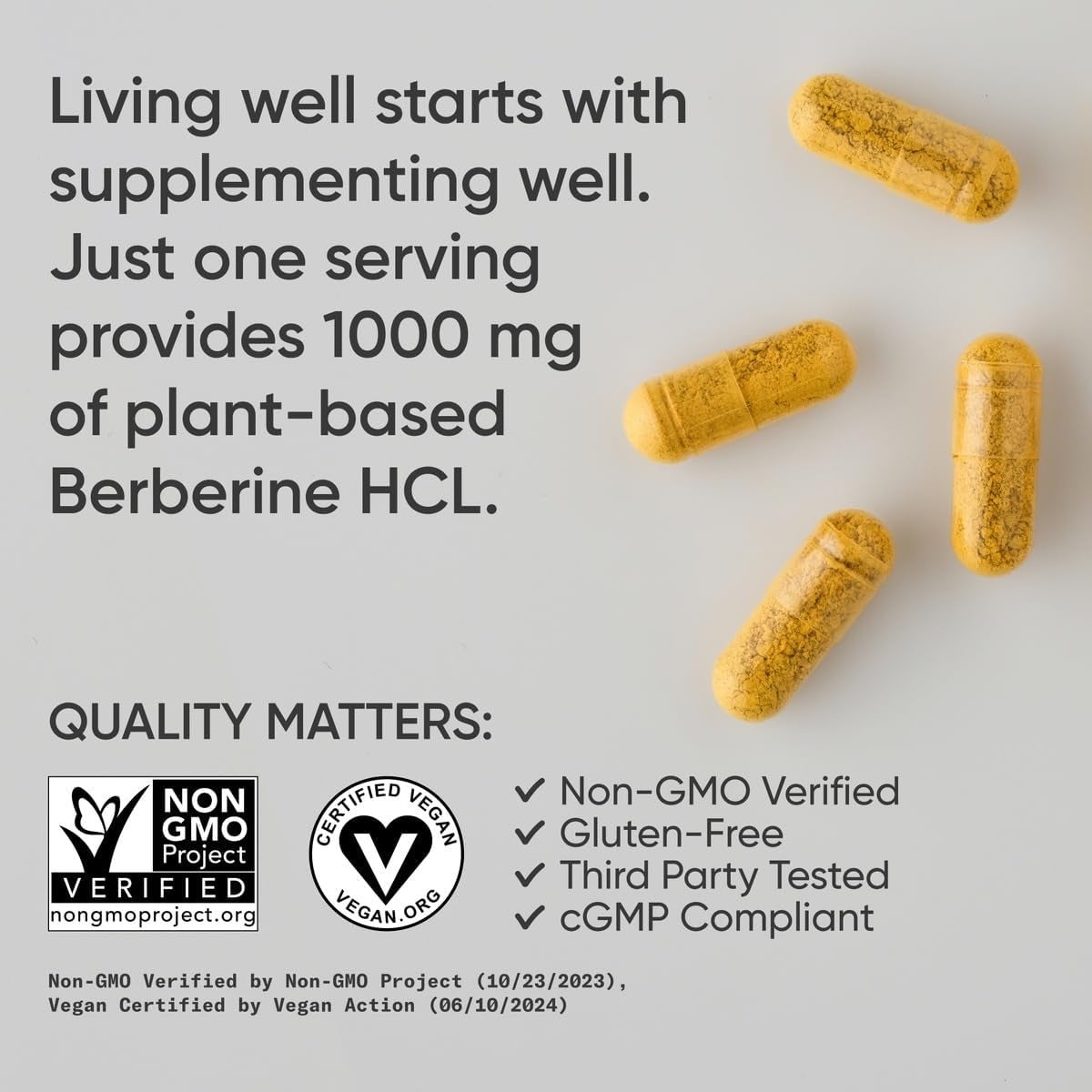 Berberine - Herbal Ayurvedic Metabolic Health Support - 1000 Mg - 60 Capsules - Vegan Certified, Gluten-Free, Non-Gmo