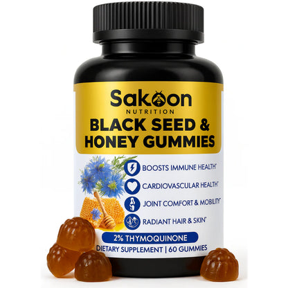 Black Seed Oil Gummies with Honey | Halal, High-Thymoquinone | Sakoon