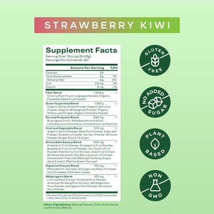 Greens & Superfoods Powder, Strawberry Kiwi, 25 Servings