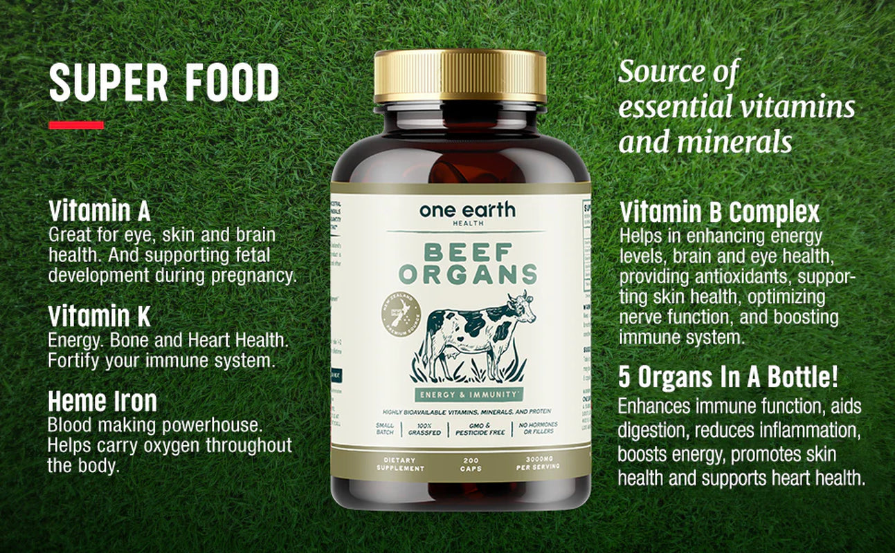 New Zealand Grass-Fed Beef Organ Complex — 5 Organs for Energy, Immunity & Hormone Support