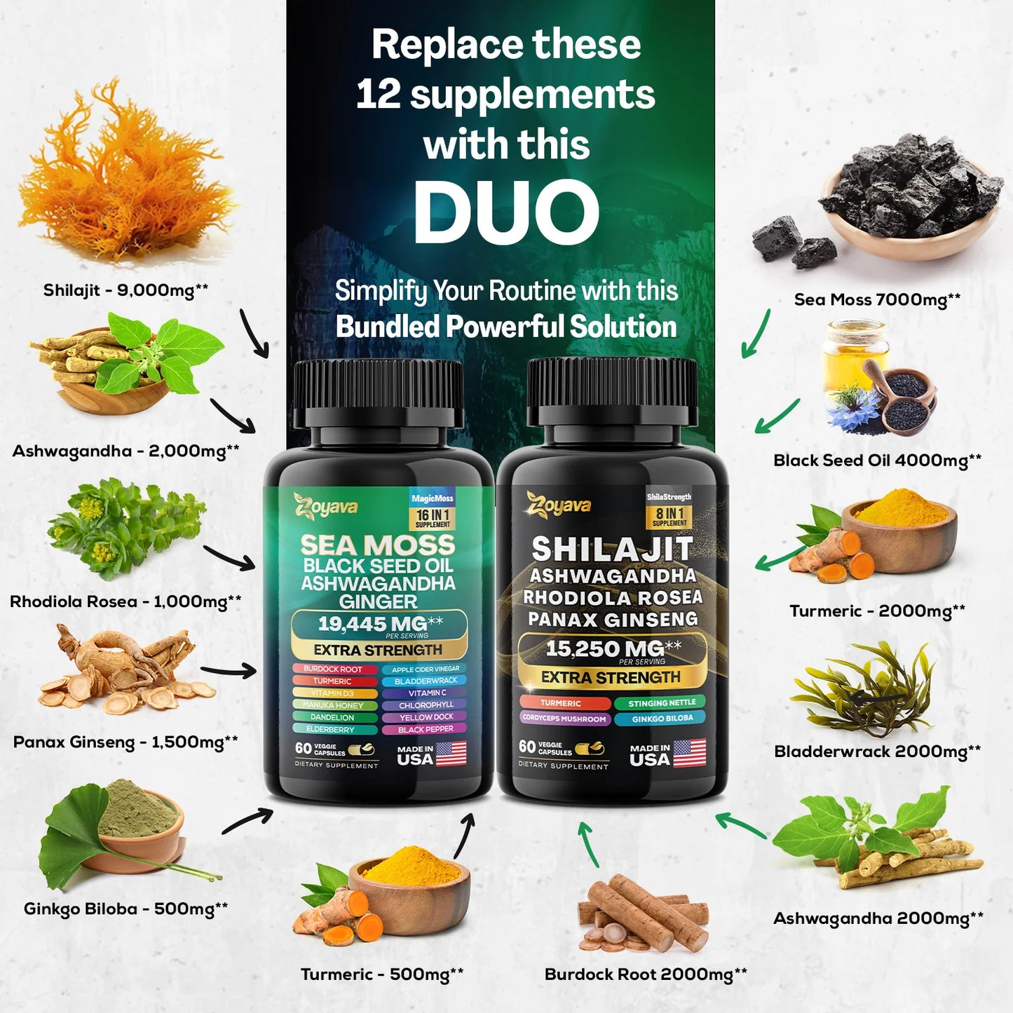 Dynamic Vitality Boost Duo: Sea Moss & Shilajit
