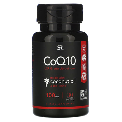 Sports Research Coq10 with Bioperine & Coconut Oil, Dietary Supplement, 100 Mg,