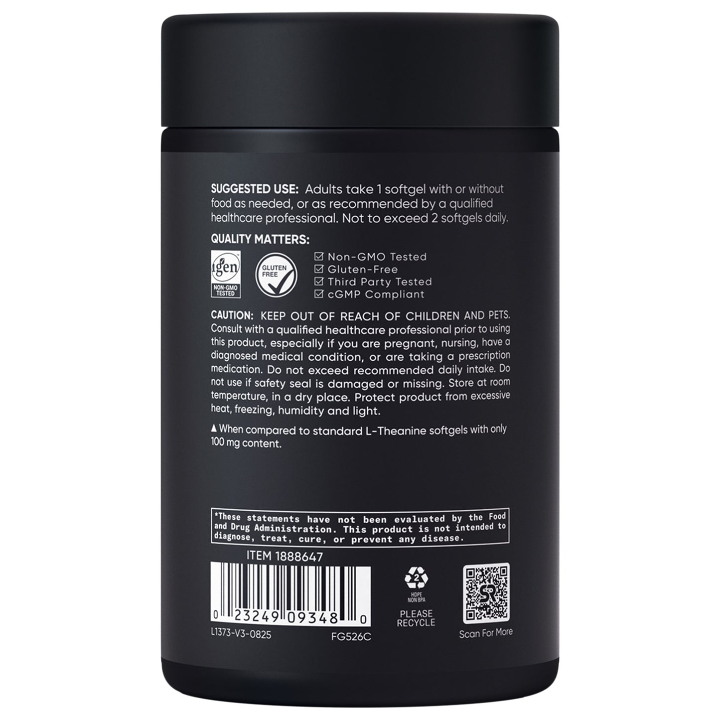 Sports Research L-Theanine Suntheanine 200 Mg, 150 Softgels