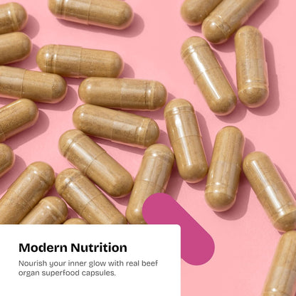Female-Optimized Beef Organ Superfood | Made in the USA, with USA Beef | Beef Ovary, Uterus, Liver, Heart & 6 More | 100% Grass Fed & Finished, Pasture Raised Cattle | 3Rd Party Tested