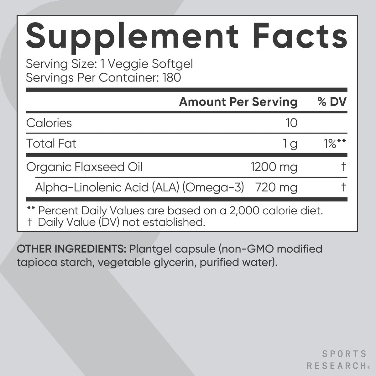 Vegan Flaxseed Oil 1200Mg W/ ALA Omega 3 Herbal Supplement 180 Softgels Non-Gmo