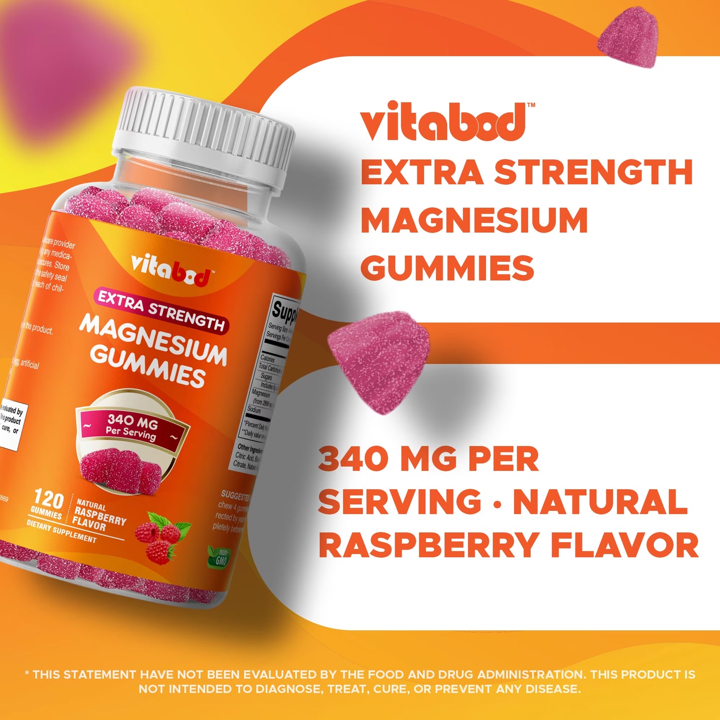 Extra Strength Magnesium Gummies, Supports Nerve Health, Bone Health, Muscle Health - 120 Gummies