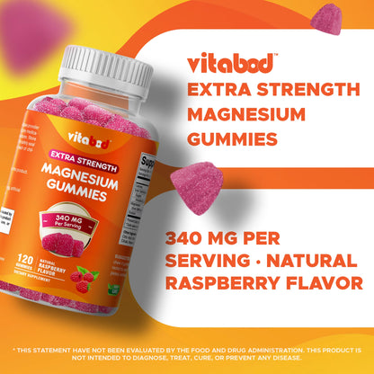 Extra Strength Magnesium Gummies, Supports Nerve Health, Bone Health, Muscle Health - 120 Gummies
