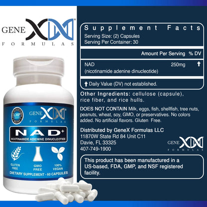 Genex NAD+ Nicotinamide Adenine Dinucleotide 250Mg (60 Capsules)