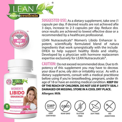Libido Booster for Women Maca Root Fenugreek Tongkat Ali Horny Goat Weed Female Energy Enhancer Hormone Harmony Balance Mood Support Menopause Panax Ginseng DHEA Boron Supplement Pills 30 Capsules