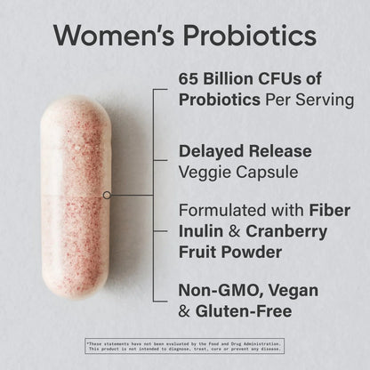 ® Women'S Probiotics W/ Prebiotics 65 Billion CFU Vegan Gut Health Digestive (30 Veggie Capsules)