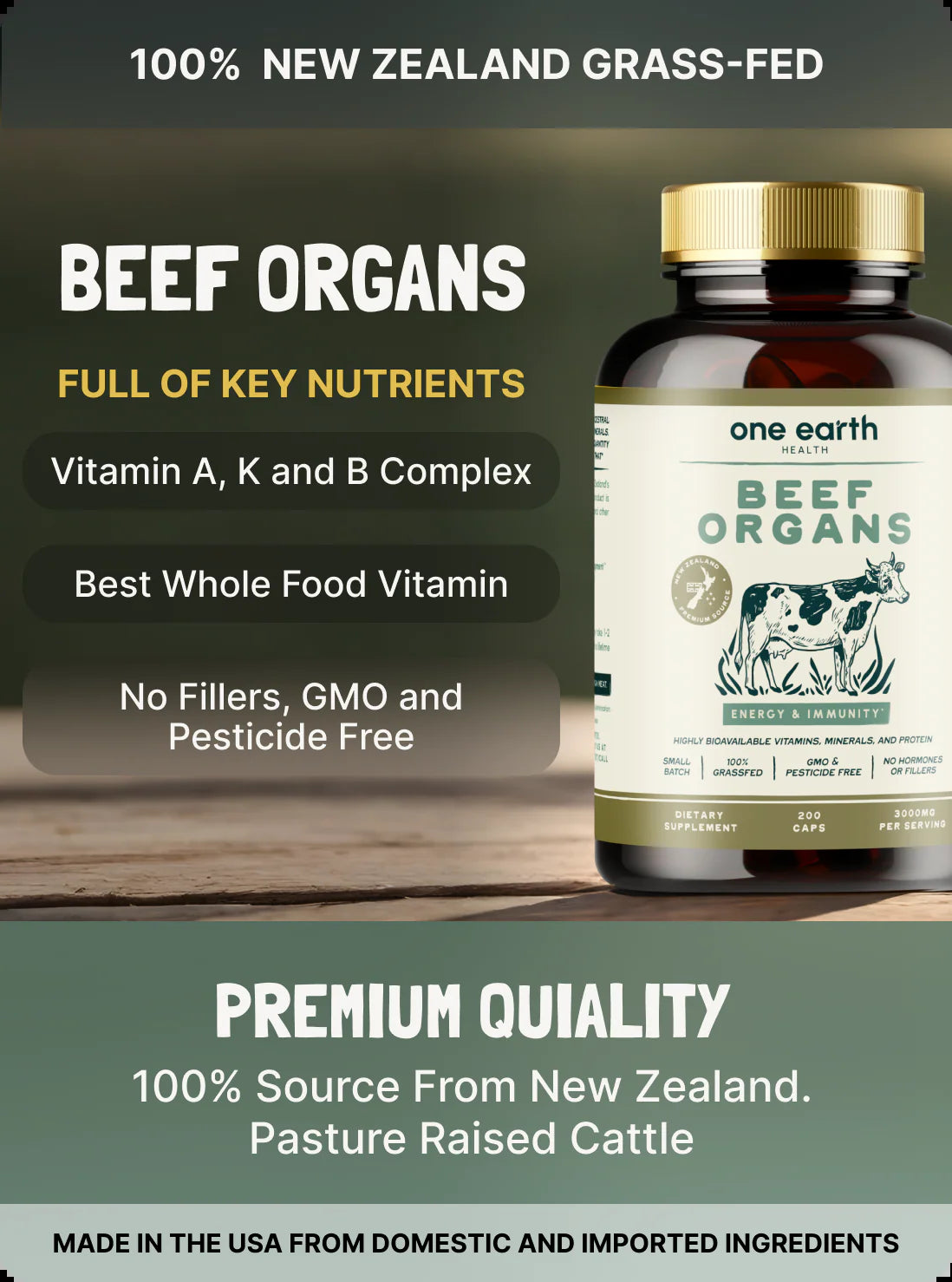 New Zealand Grass-Fed Beef Organ Complex — 5 Organs for Energy, Immunity & Hormone Support
