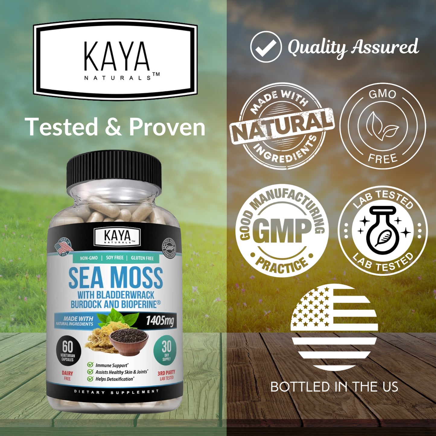 Irish Sea Moss 60Ct, Burdock Root, Bladderwrack Powder, Immune & Thyroid Care