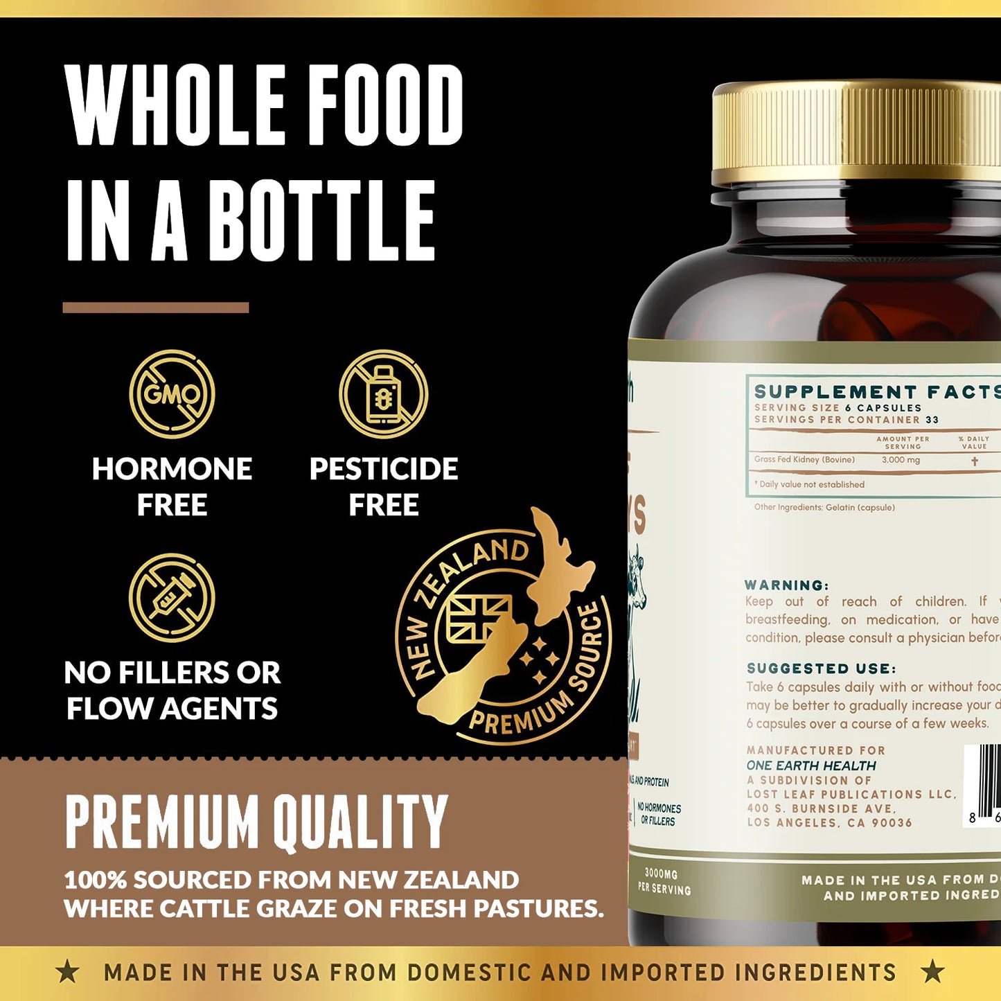 New Zealand Grass-Fed Beef Kidney Supplement — Natural DAO Enzyme for Histamine & Kidney Support
