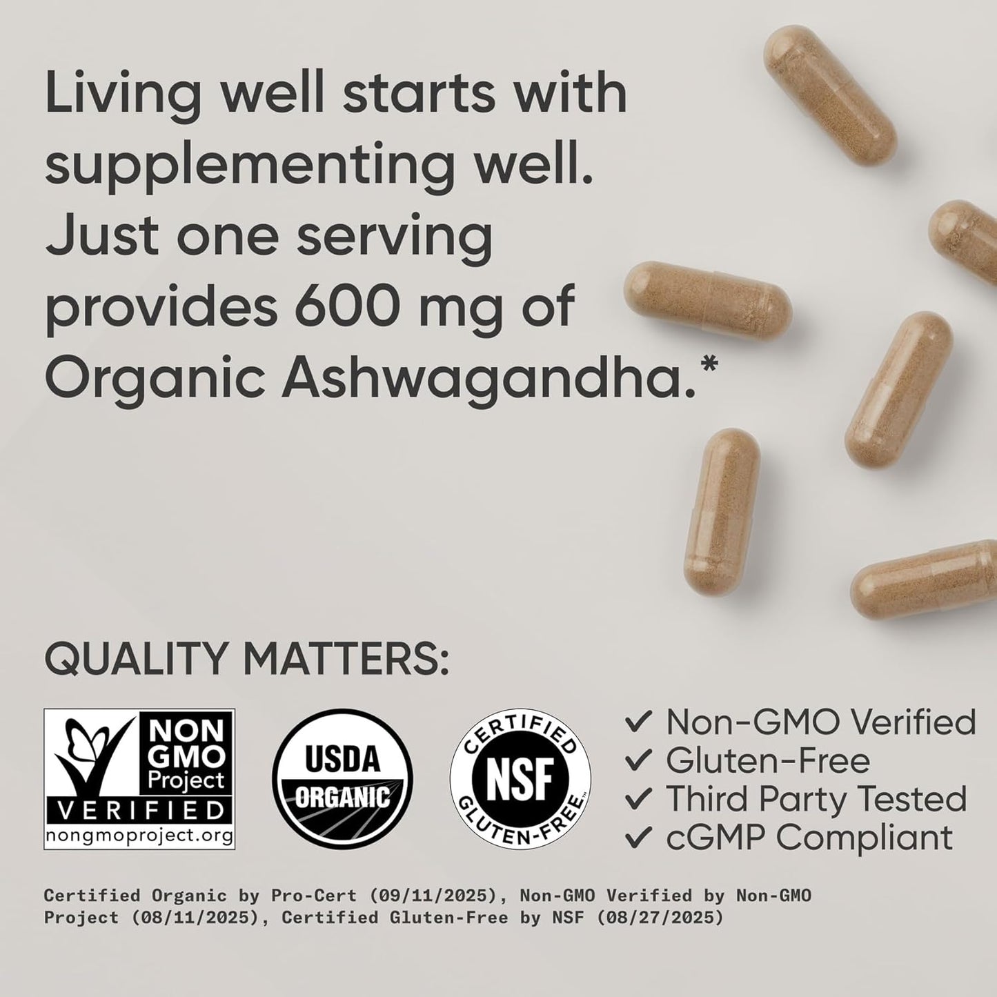 ® Organic Ashwagandha – Adaptogen for Relaxation, Calm & Sleep Support – Made with Organic KSM-66® – 600 Mg – Non-Gmo Verified, Gluten-Free, Certified Vegan – 90 Veggie Capsules