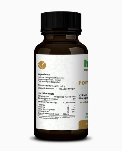 Fenugreek Capsules 60 Count | 475Mg for Digestion, Metabolism & Daily Wellness