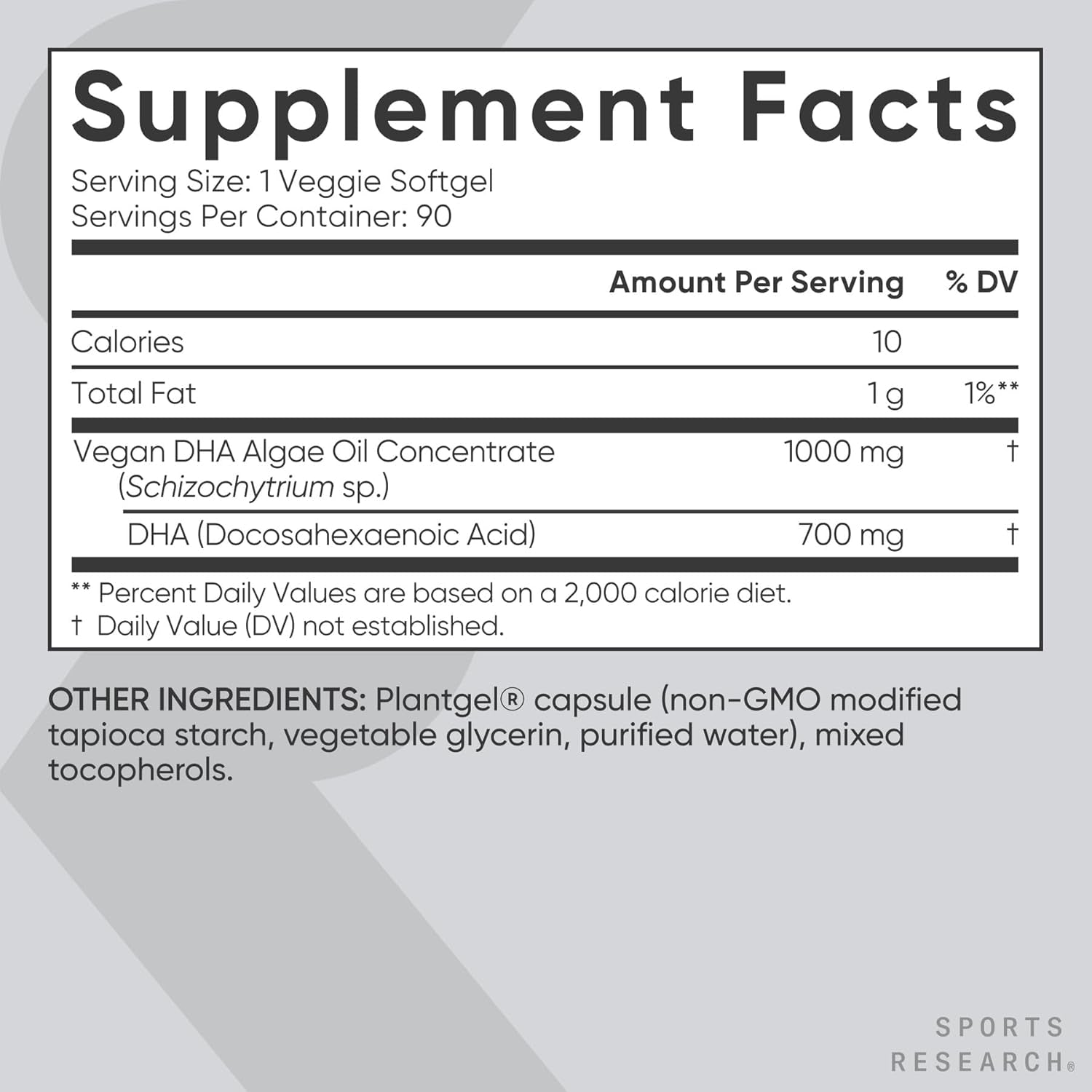 ® Vegan DHA 700Mg - Cognitive Support, Brain Support, Supplement with Omega-3 DHA from Algae Oil - Vegan Certified · Non-Gmo · Gluten Free - 90 Count Softgels